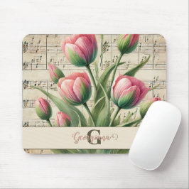 Mousepad Monograma - Tuliphas Rosa e Verde
