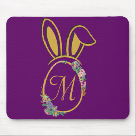 Mousepad Monograma Único de Coelhinhos de Páscoa