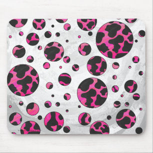Mousepad Monograma Vaca Rosa e Preto Estampa