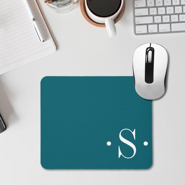 Mousepad Monograma Verde Florestal Elegante (Criador carregado)