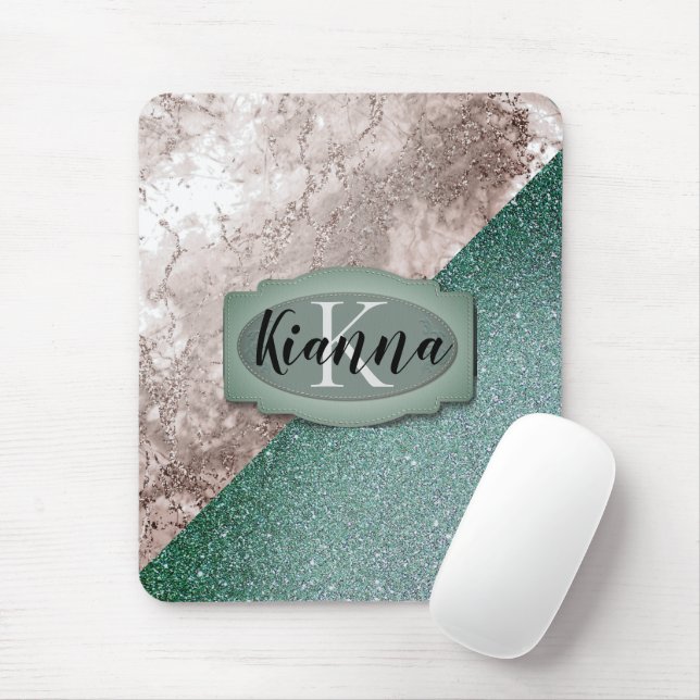 Mousepad Monograma Verde Mtinho Rosa Magrinho (Com mouse)
