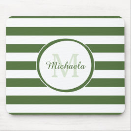 Mousepad Monograma Verde Profundo Popular Com Listras Grand