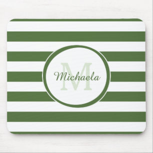 Mousepad Monograma Verde Profundo Popular Com Listras Grand