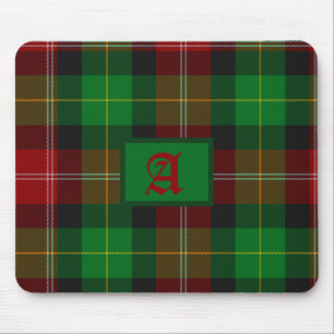 Mousepad Monograma Vermelho e Verde da Xadrez Escocesa de T