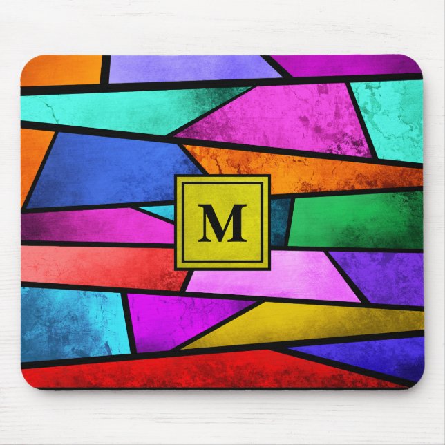 Mousepad Monograma Vidro Colorido Geométrico (Frente)