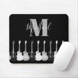 Mousepad Monograma - Violão elétrico acústico monocromático