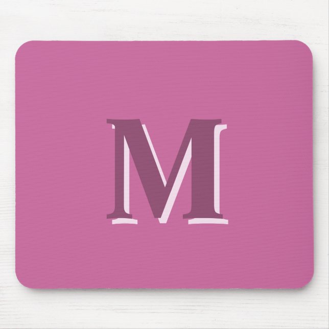Mousepad monograma vívido, cor-de-rosa sólido (Frente)