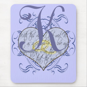 Mousepad Monograma Wedding Vow Heart