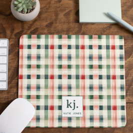 Mousepad Monograma Xadrez Evergreen Macio