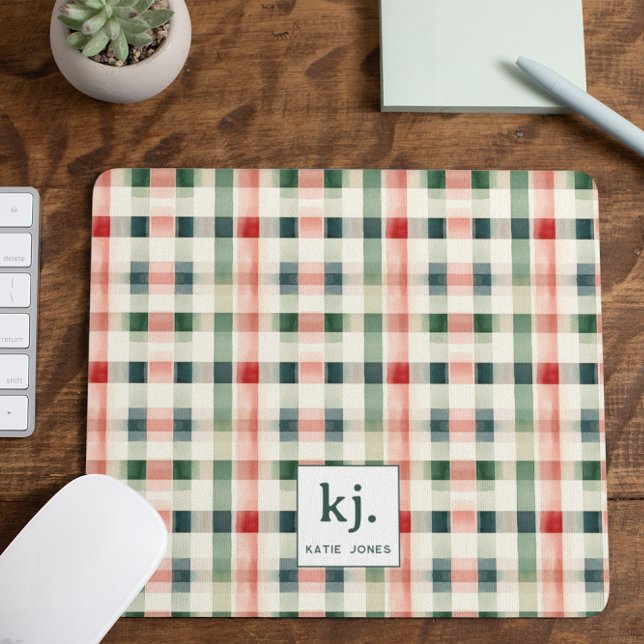 Mousepad Monograma Xadrez Evergreen Macio (Criador carregado)