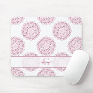 Mousepad Monogramas, cor-de-rosa, Bolinhas de rendas Confet