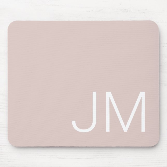 Mousepad Monogramas Maiúsculas Rosa Blush Chic Personalizad (Frente)