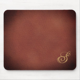 Mousepad Monogrammed elegante do olhar do couro do falso