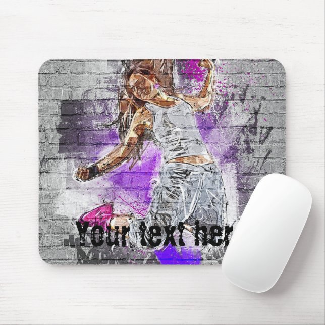 Mousepad Monogrammed Street art saltando garota Cinza de an (Com mouse)