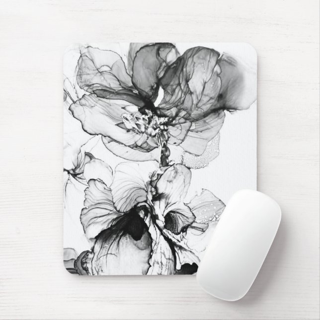 Mousepad Monokrom blomma (Com mouse)