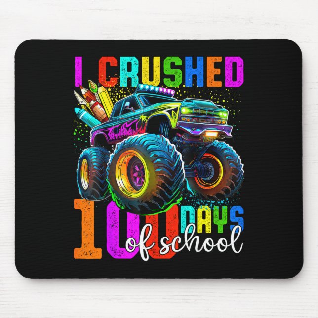 Mousepad Monster Truck 100th Day Of School Boys 100 Days Of (Frente)