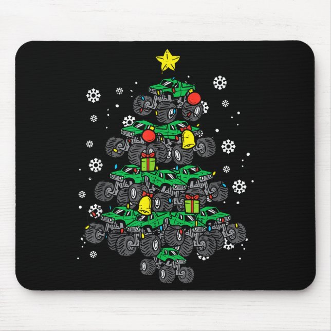 Mousepad Monster Truck Christmas Tree Xmas Boys Toddler Kid (Frente)