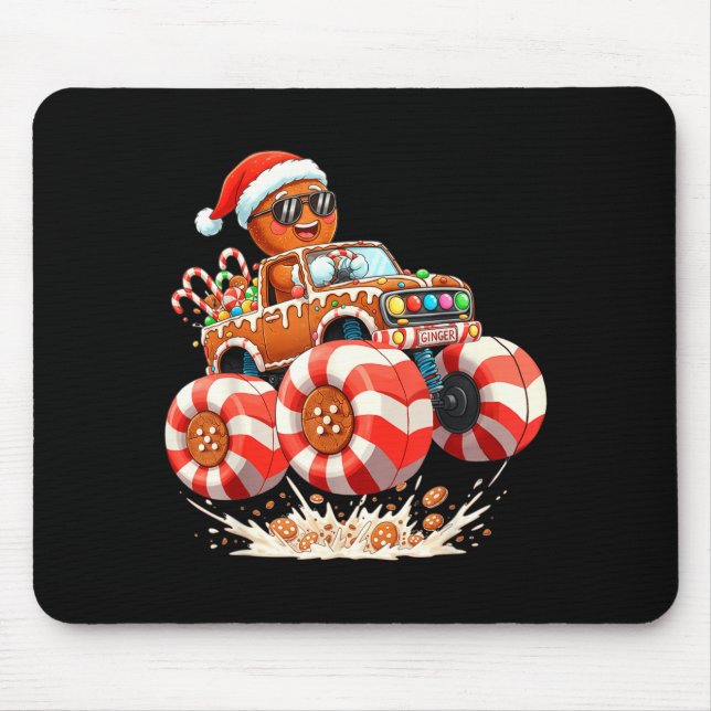 Mousepad Monster Truck Gingerbread Man Christmas  (Frente)