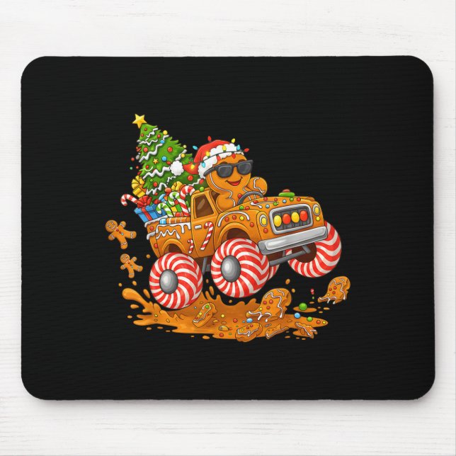 Mousepad Monster Truck Gingerbread Man Funny Christmas Baki (Frente)