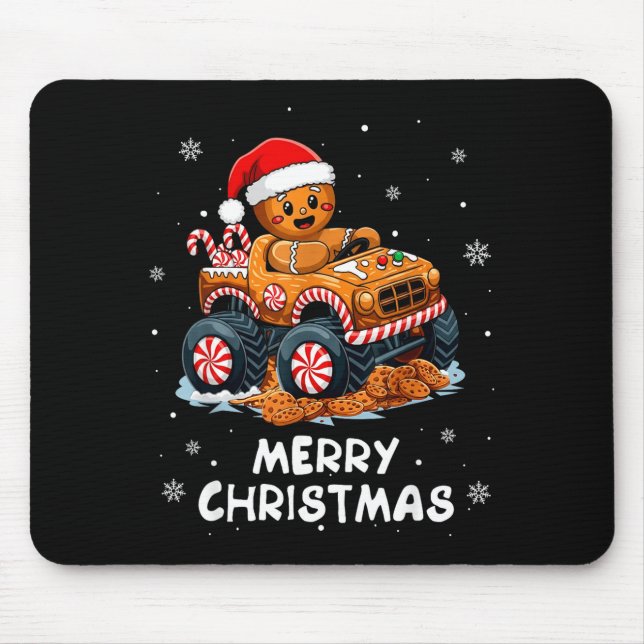 Mousepad Monster Truck Gingerbread Man Funny Merry Christma (Frente)