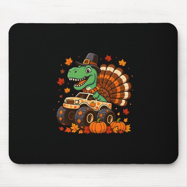 Mousepad Monster Truck Trex Dinossauro Peru Fall Dia de Açã (Frente)