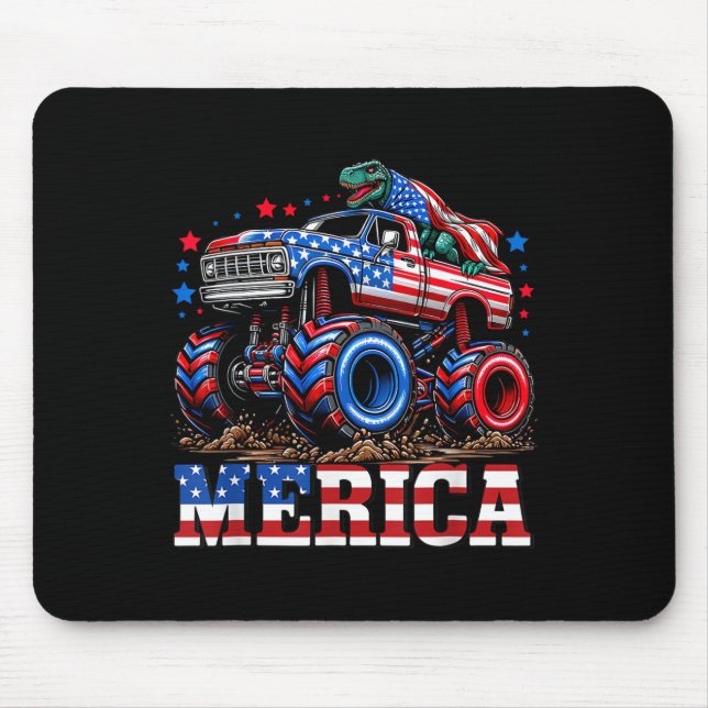 Mousepad Monster Truck Usa Flag Patriotic Todlers Boys 4th (Frente)