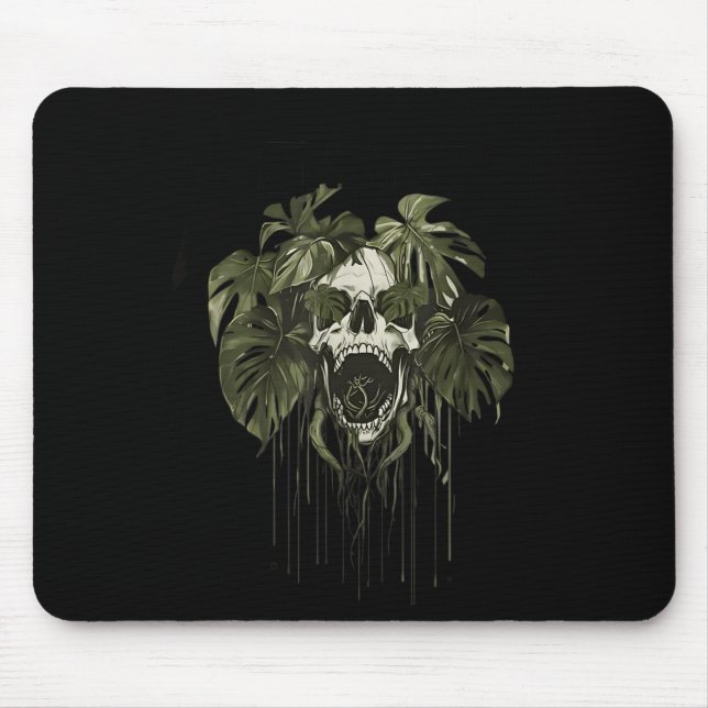 Mousepad Monstera Funny Skull Plant Lover Nge Gardener Wome (Frente)