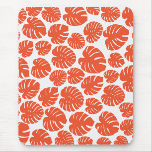 Mousepad Monstera - Laranja e Branco