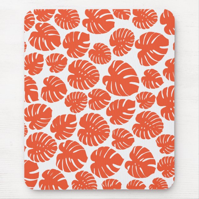 Mousepad Monstera - Laranja e Branco (Frente)