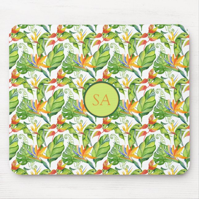 Mousepad Monstera Tropical De Cores Aquáticas Deixa Monogra (Frente)