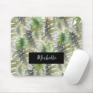 Mousepad Monstera Tropical Palm Pastel Monograma