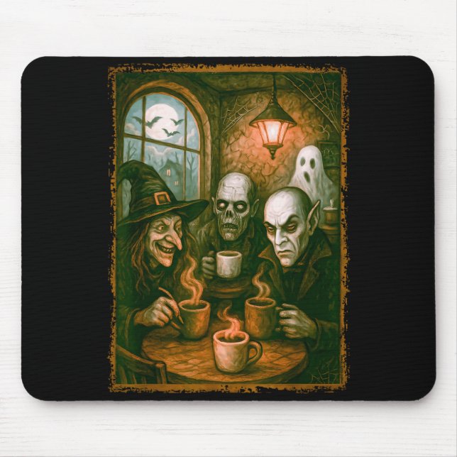 Mousepad Monsters In Coffee Shop Coffee Lovers Barista Hall (Frente)