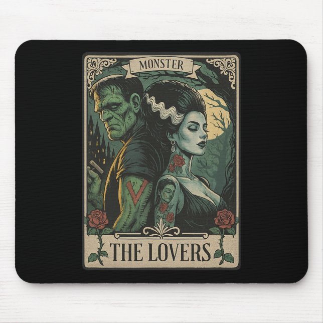 Mousepad Monstro Amante Tarot Card Gótica Frankenstein Hall (Frente)