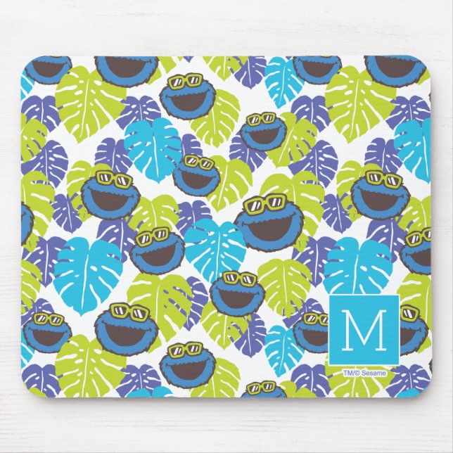 Mousepad Monstro de cookies | Padrão tropical (Frente)