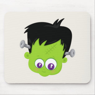 Mousepad Monstro de Frankenstein verde fofo rosto Halloween