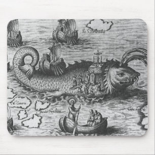 Mousepad Monstro de mar/preto/branco da criatura/tapete do