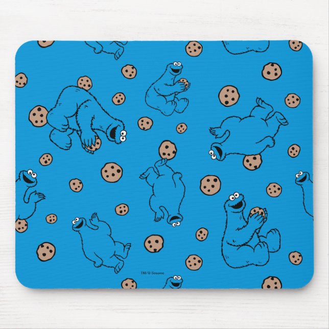 Mousepad Monstro dos Biscoitos e Biscoitos Padrão Azul (Frente)