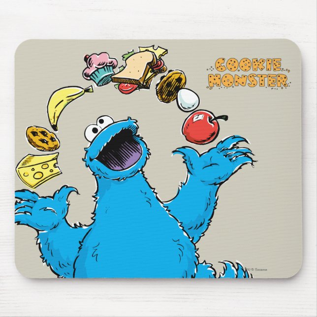 Mousepad Monstro dos Biscoitos Vintage Faz Malabarismo (Frente)