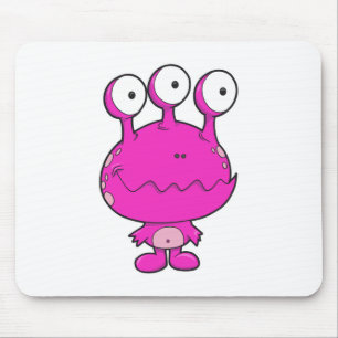 Mousepad monstro feliz de três olhos rosa quente