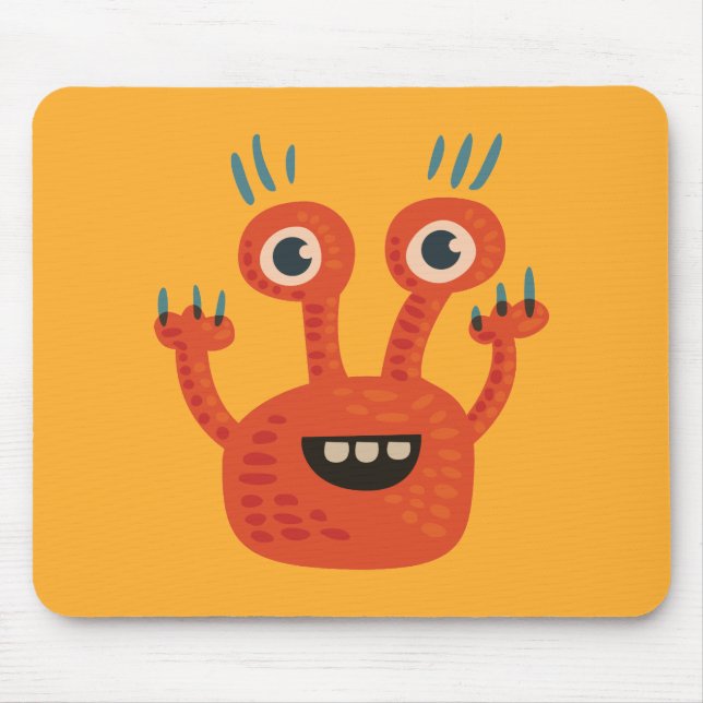 Mousepad Monstro Gelado Sorridente, Engraçado (Frente)