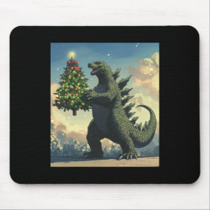 Mousepad Monstro Japonês Kaiju Carregando Árvore de Natal