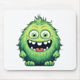 Mousepad Monstro Verde Fofo Sorridente Desenho Animado