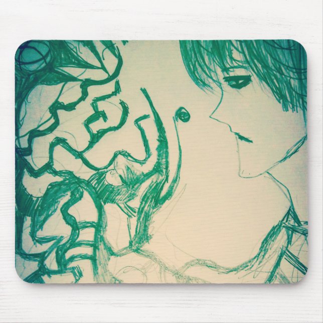 Mousepad monstro verde tenta persuadir kitsune (Frente)