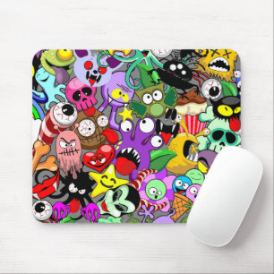 Mousepad Monstros - Caracteres Bonitos Padrão de Halloween