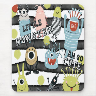 Mousepad Monstros Pequenos e Fofos Listra de Aquarela Chic 