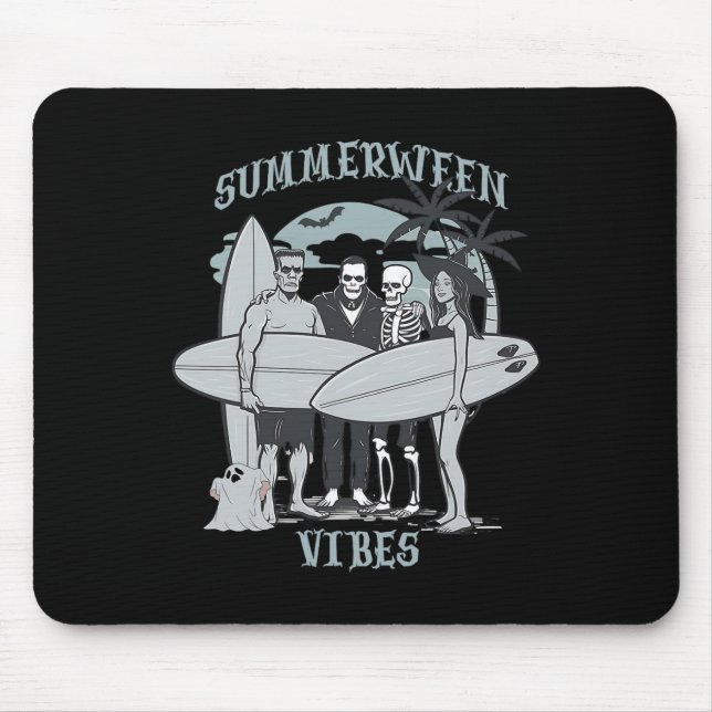 Mousepad Monstros surfando picam o gráfico do Halloween Vib (Frente)