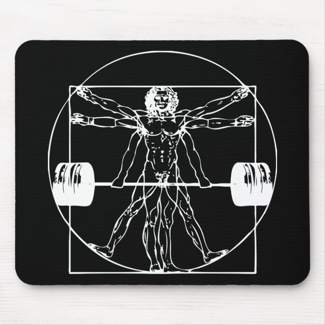 Mousepad Montagem - Homem Barbell Vitruviano (Frente)