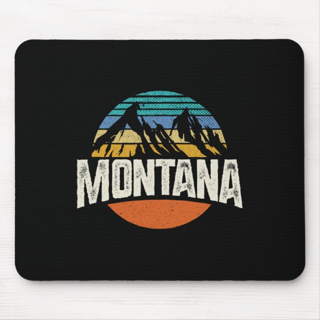 Mousepad Montana Mountains Retro Design Hiking Mt  (Frente)