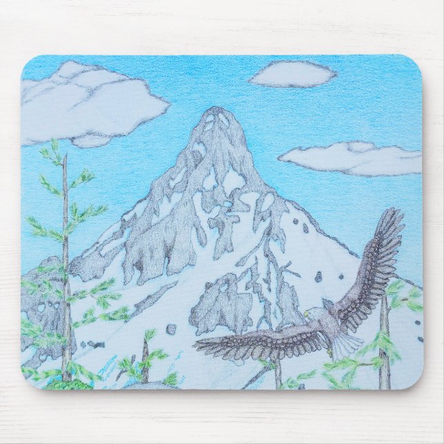 Mousepad Montanha Cobiçada de Neve & Águia (Frente)