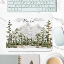 Montanha e Floresta em Aquarela Monogramada
